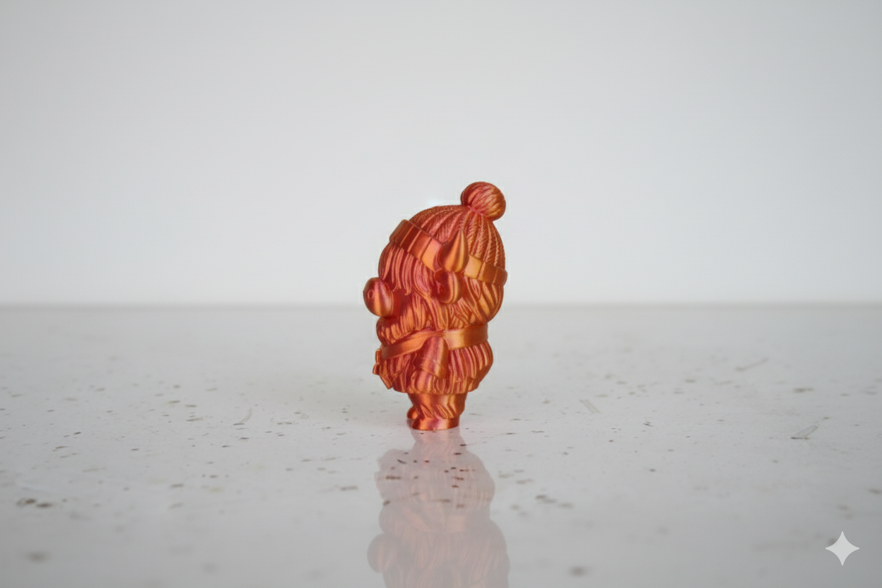 Two-Tone Orange & Pink Highland Cow Figurine – Shiny Autumn Decorative Sculpture