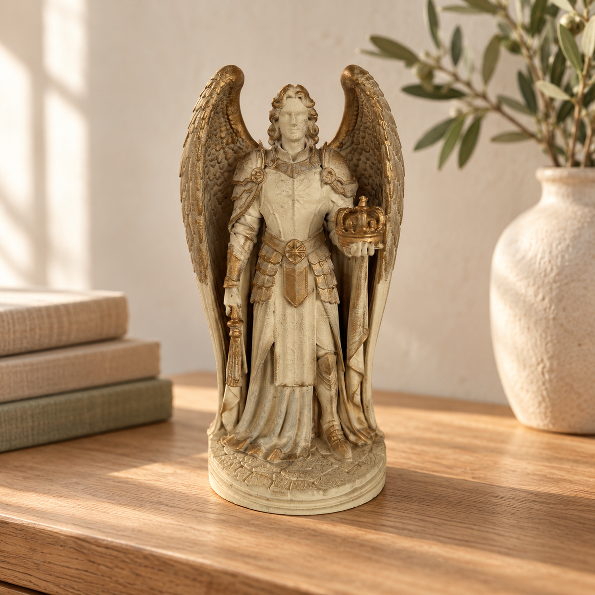 Arcángel Jegudiel · Figura decorativa pintada a mano (22 cm)