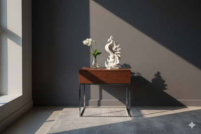 Figura decorativa «Fénix elegante» – Escultura minimalista blanca