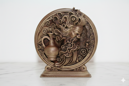 Aquarius Zodiac Decorative Sculpture - Bronze finish / Hand Painted