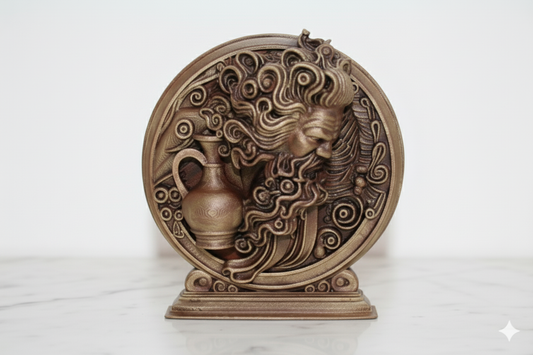 Aquarius Zodiac Decorative Sculpture - Bronze finish / Hand Painted