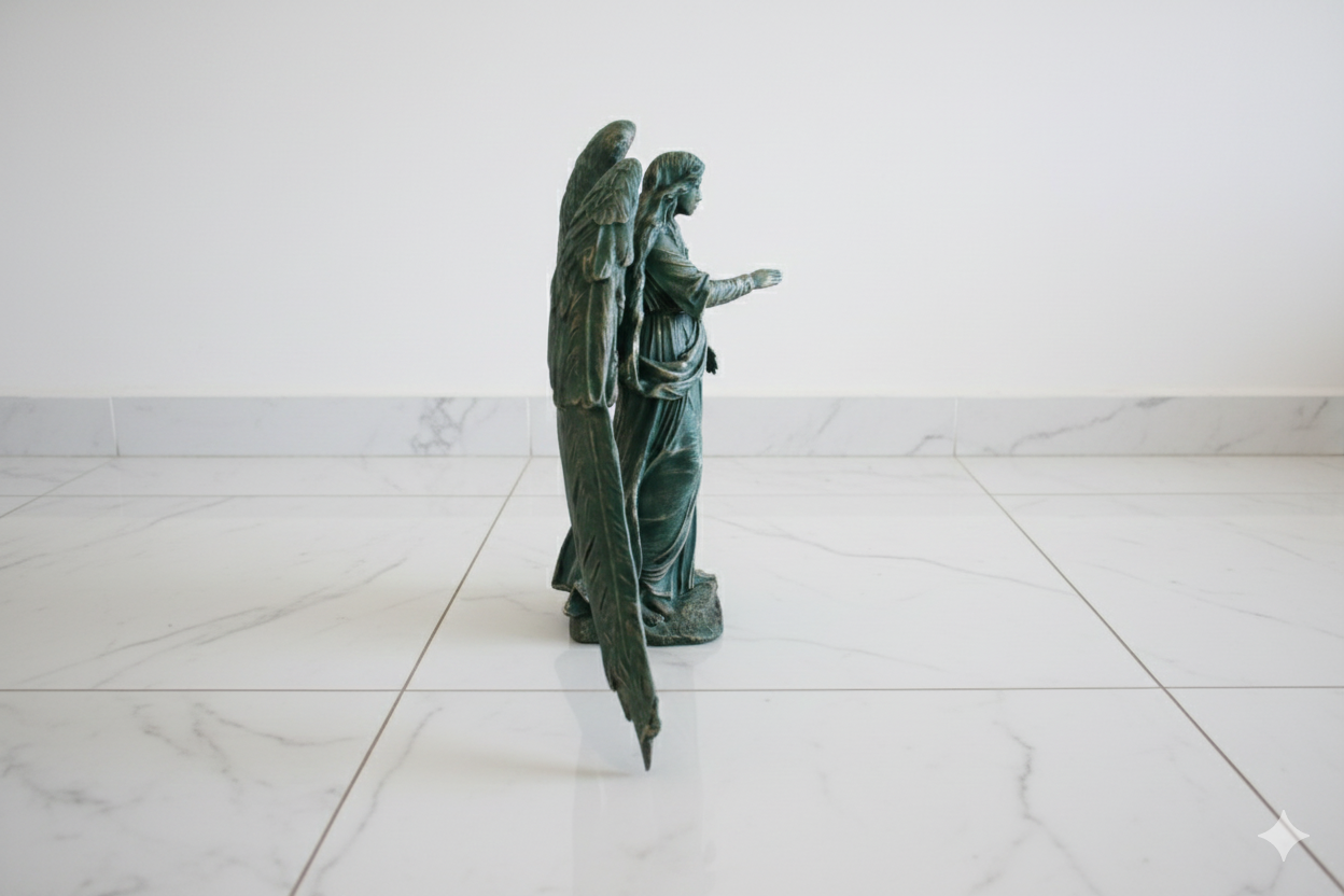 Archangel Gabriel Statue – Green & Gold Decorative Sculpture