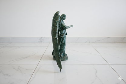 Archangel Gabriel Statue – Green & Gold Decorative Sculpture