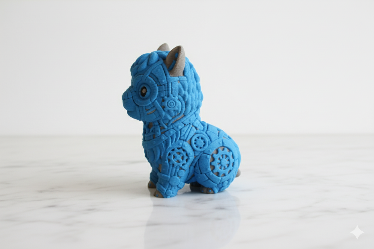 Blue Mechanical Alpaca Figurine – Modern Decorative Sculpture