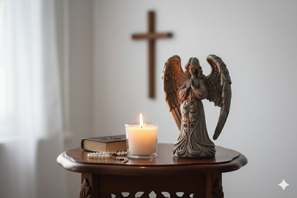 Metallic Finish Angel Sculpture