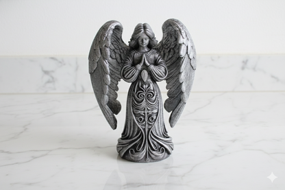 Black & Silver Angel – Hand-Painted Decorative Figure