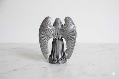 Black & Silver Angel – Hand-Painted Decorative Figure