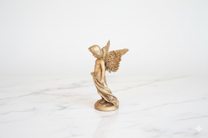 Hand-Painted Angel Figurine – Decorative Sculpture with Golden Finish