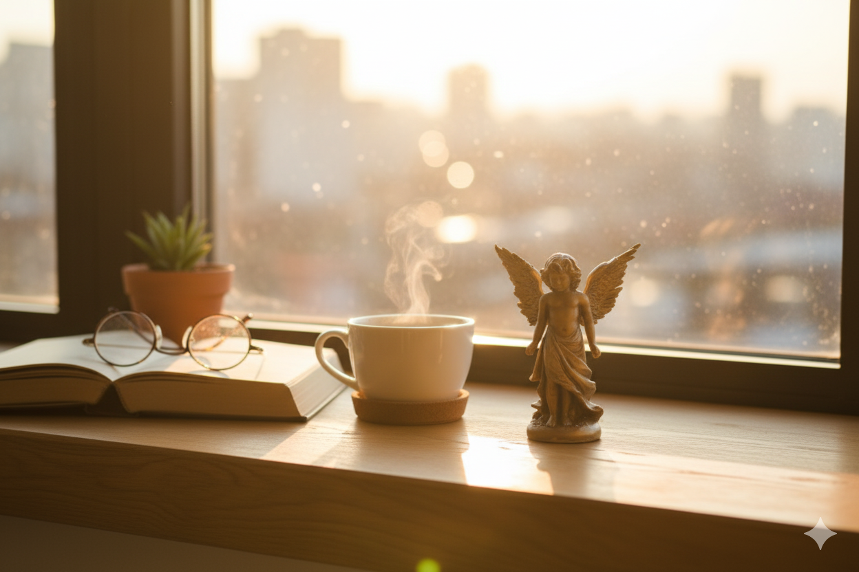 Hand-Painted Angel Figurine – Decorative Sculpture with Golden Finish