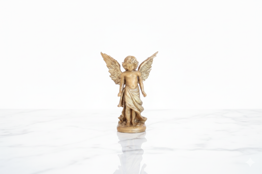 Hand-Painted Angel Figurine – Decorative Sculpture with Golden Finish