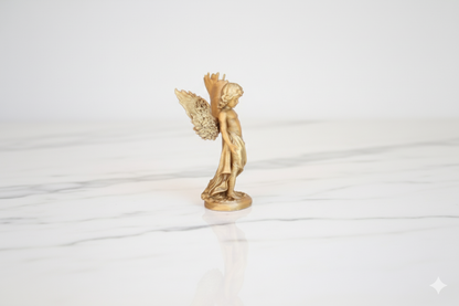 Hand-Painted Angel Figurine – Decorative Sculpture with Golden Finish