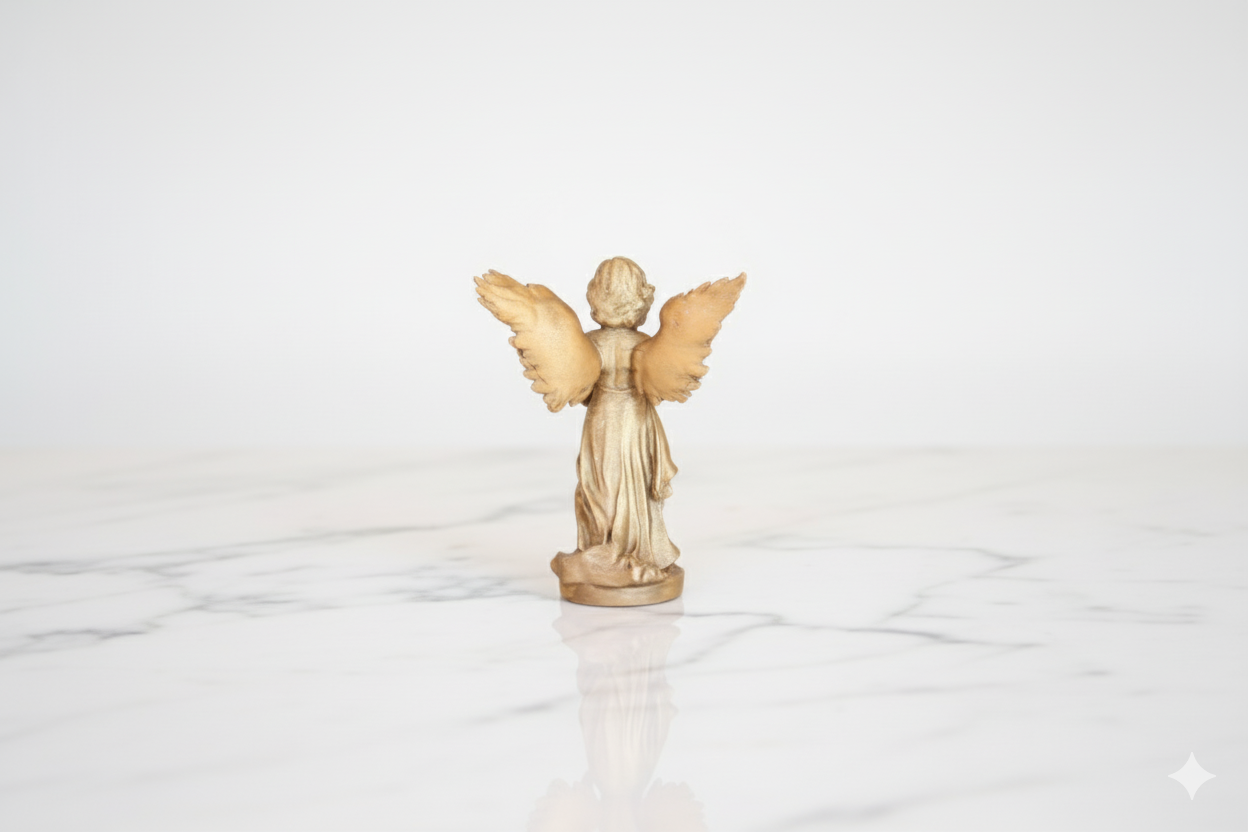 Hand-Painted Angel Figurine – Decorative Sculpture with Golden Finish