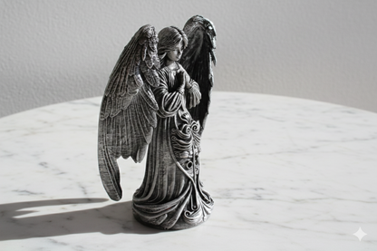 Black & Silver Angel – Hand-Painted Decorative Figure