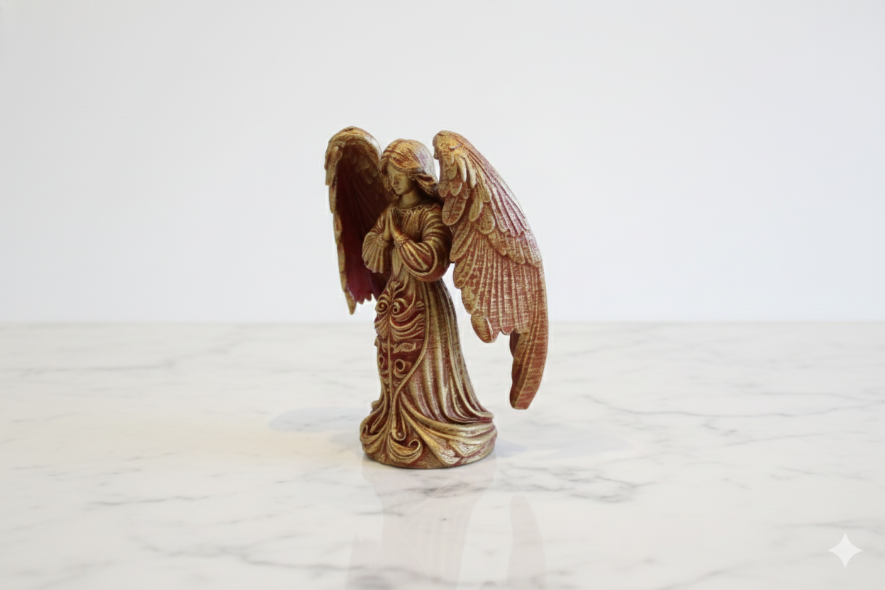 Red & Gold Angel – Hand-Finished Decorative Figure