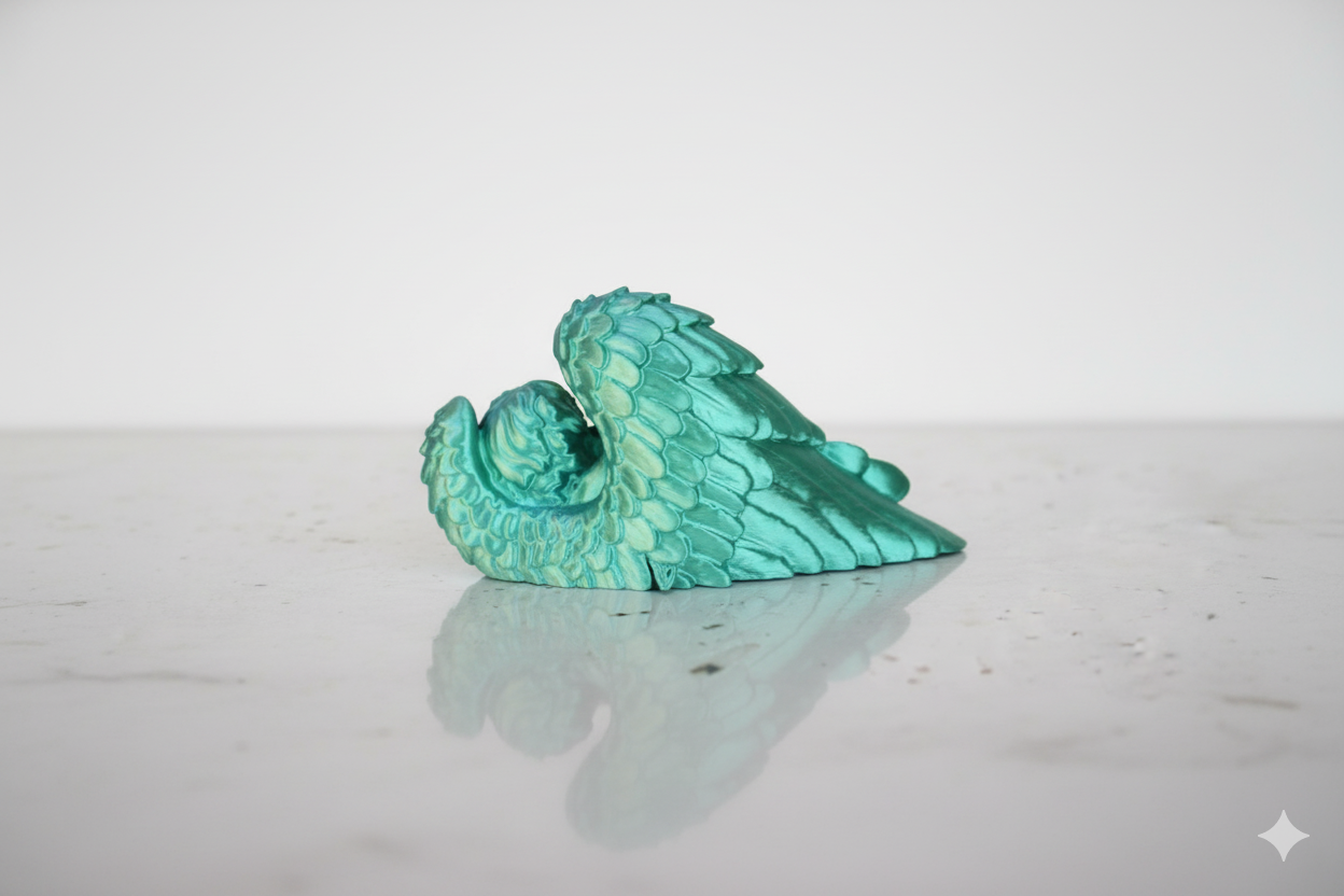 Sleeping Angel Decorative Statue – Green Blue Finish