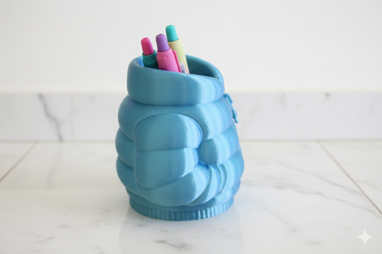 Blue Puffer Jacket Pen Holder – Cute Desk Organizer