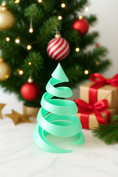 Mint Green Spiral Christmas Tree – Modern Minimalist Holiday Decoration