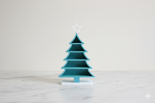 Teal Christmas Tree Shelf – Mini Holiday Display for Sweets & Ornaments