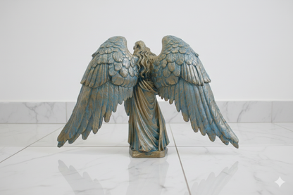 Archangel Gabriel Hand-Painted Figurine – Blue & Gold Decorative Angel