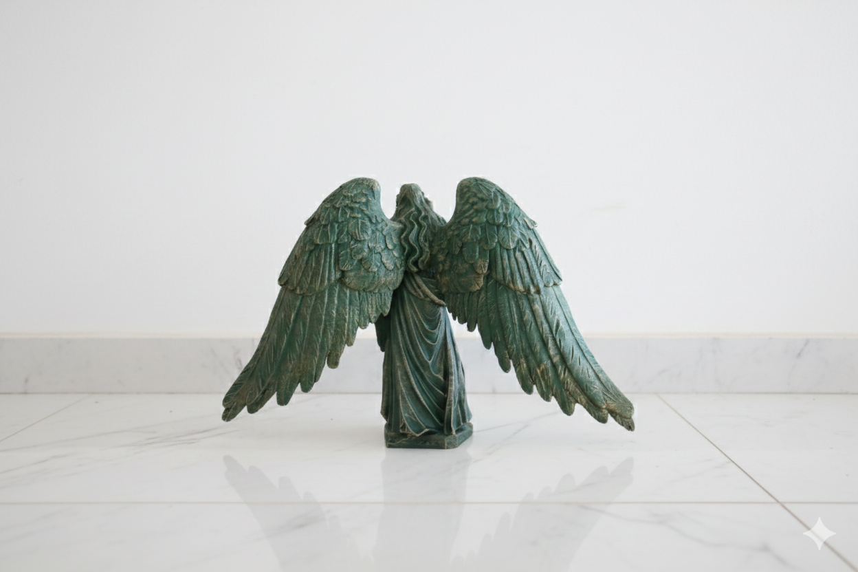 Archangel Gabriel Statue – Green & Gold Decorative Sculpture