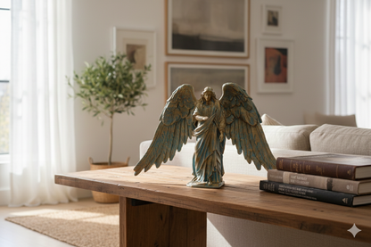 Archangel Gabriel Hand-Painted Figurine – Blue & Gold Decorative Angel