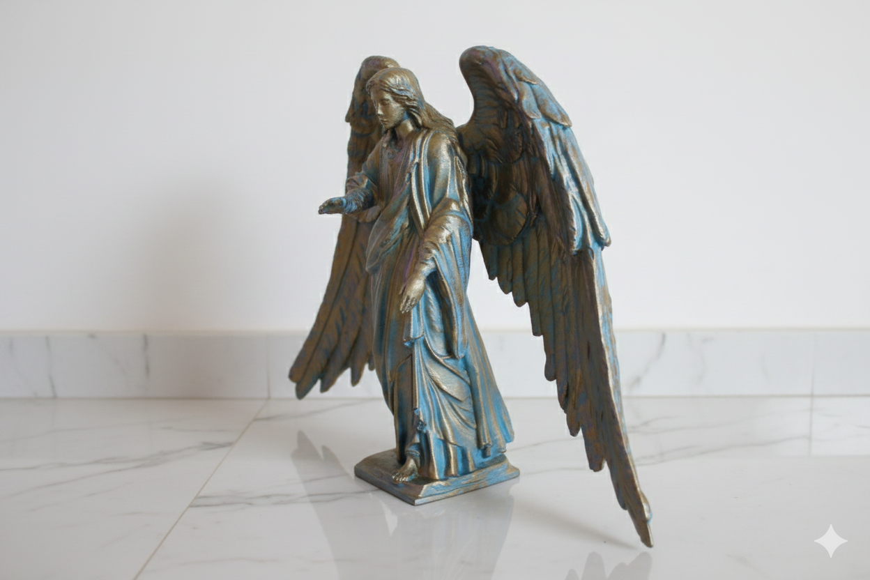 Archangel Gabriel Hand-Painted Figurine – Blue & Gold Decorative Angel