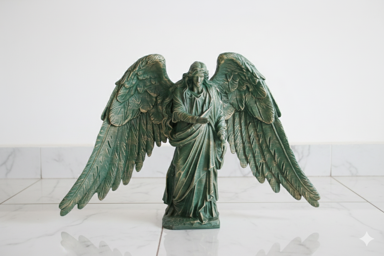 Archangel Gabriel Statue – Green & Gold Decorative Sculpture