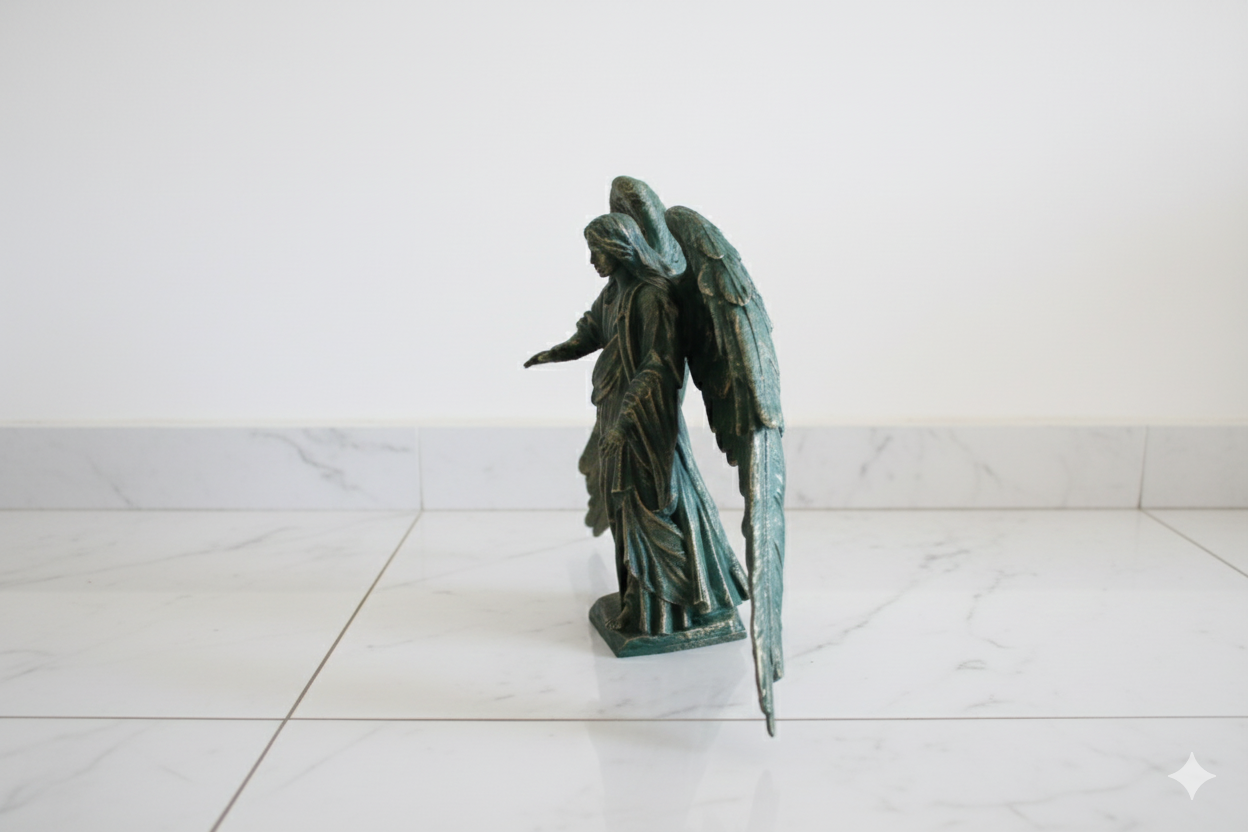 Archangel Gabriel Statue – Green & Gold Decorative Sculpture