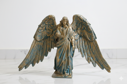 Archangel Gabriel Hand-Painted Figurine – Blue & Gold Decorative Angel