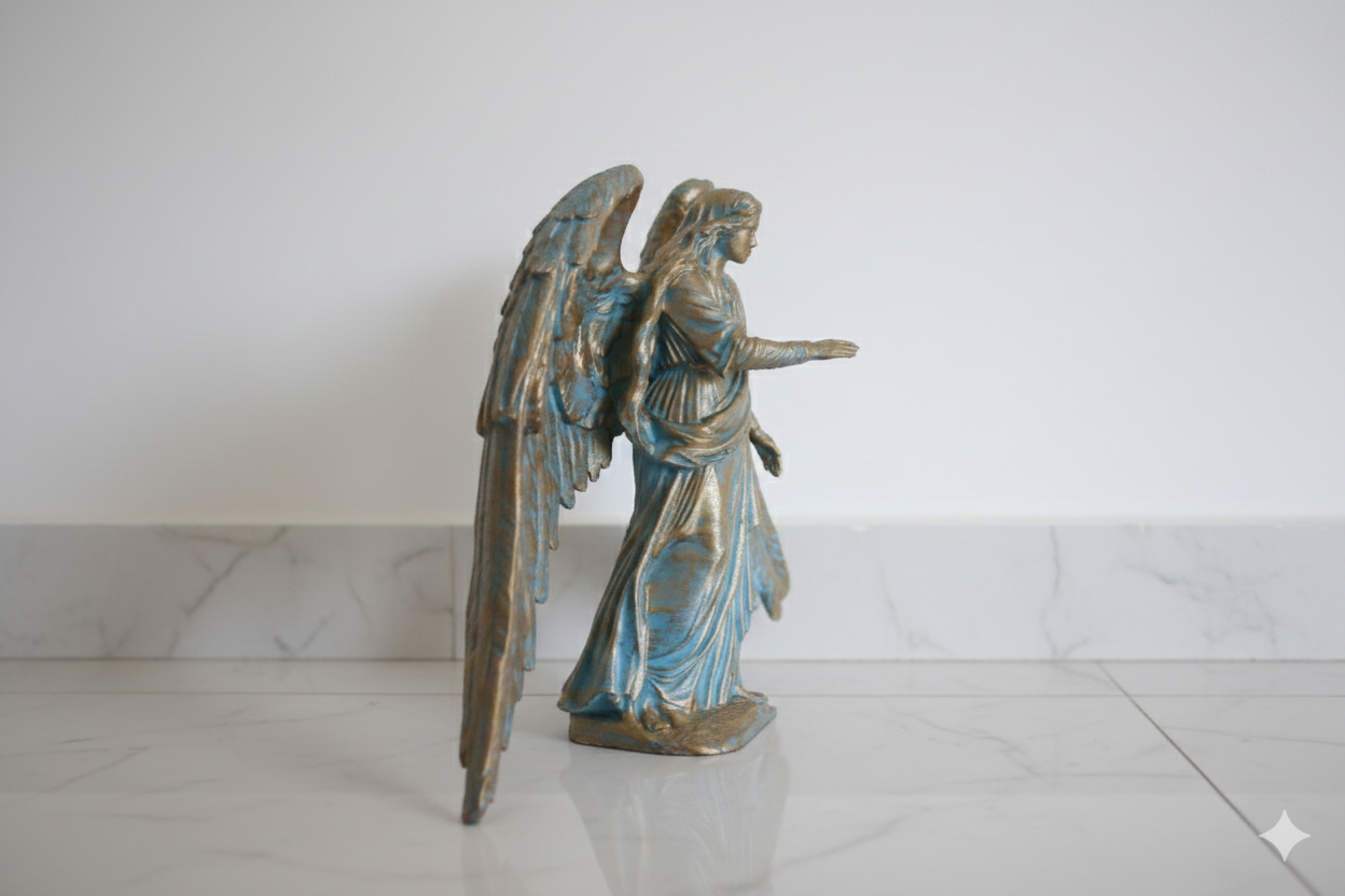 Archangel Gabriel Hand-Painted Figurine – Blue & Gold Decorative Angel