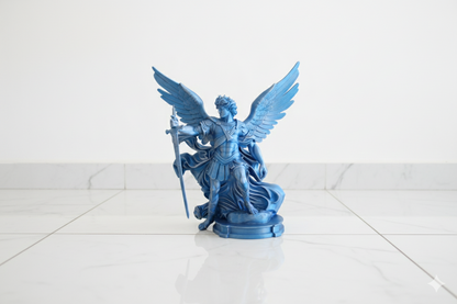 Archangel Michael Statue – Blue & Silver Decorative Sculpture