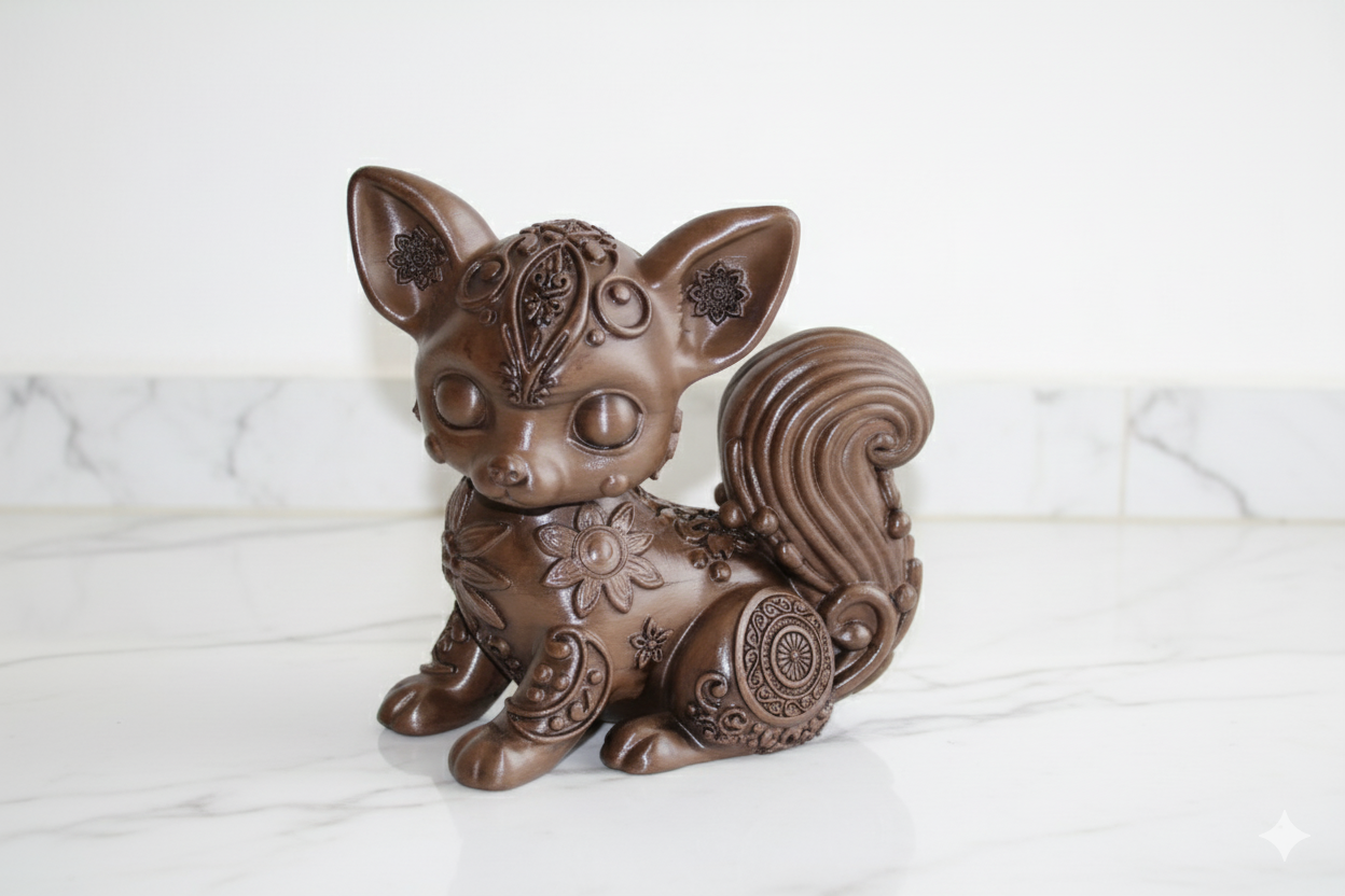 Decorative Figurine “Mystic Fox” – Bronze Tone Fantasy Sculpture (Hand painted)