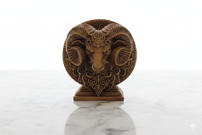 Aries Zodiac Symbol Sculpture – Bronze Finish / Hand painted