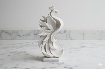 Figura decorativa «Fénix elegante» – Escultura minimalista blanca