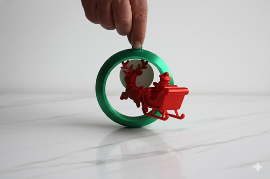 Santa & Reindeer Ornament Ball – 3D Holiday Tree Decoration