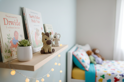 Cute Crochet-Style Pony Figurine – Beige & Brown