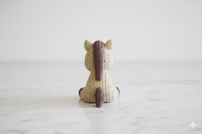 Cute Crochet-Style Pony Figurine – Beige & Brown