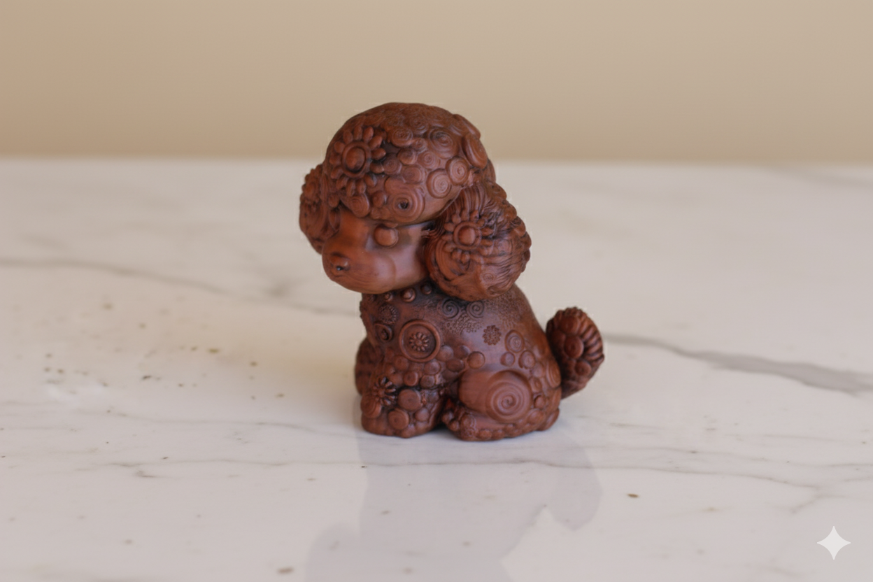 Decorative Poodle Sculpture – Floral Texture Design / hand painted