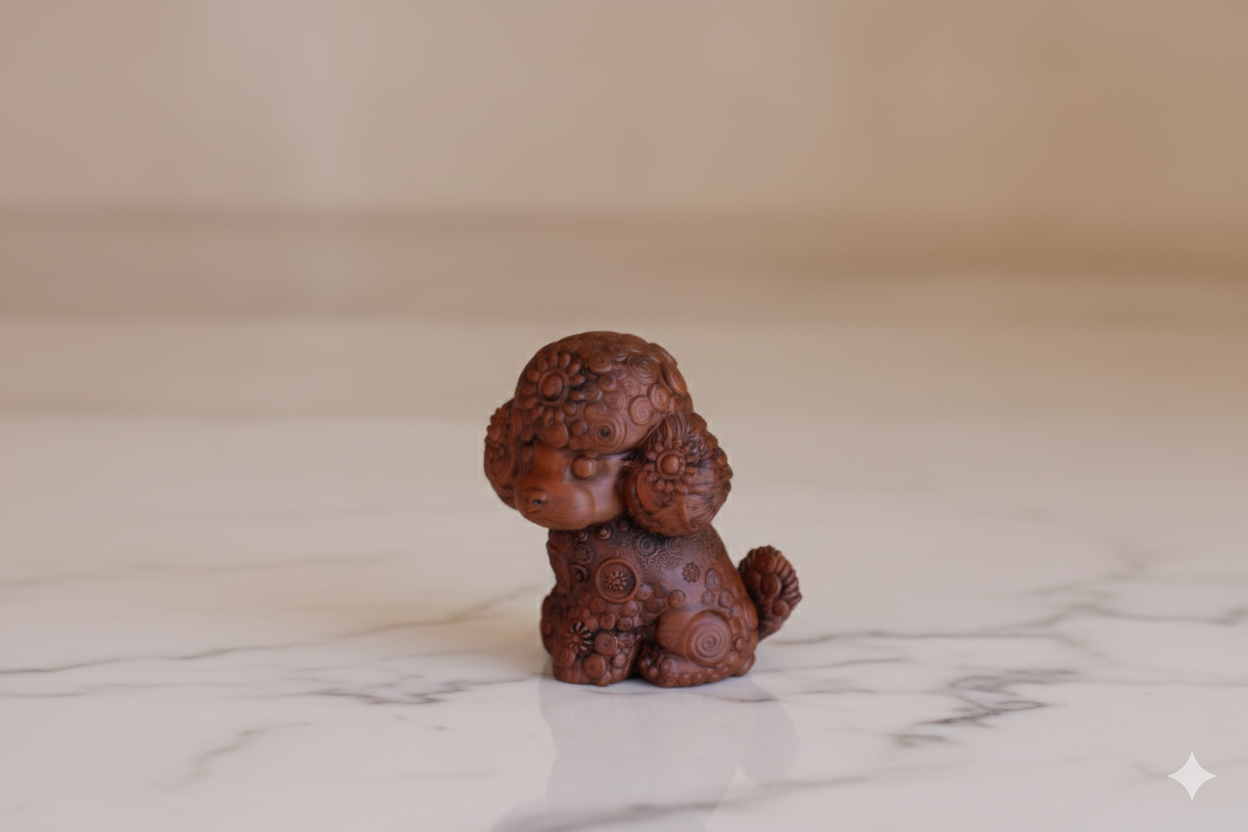 Decorative Poodle Sculpture – Floral Texture Design / hand painted