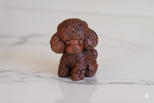 Decorative Poodle Sculpture – Floral Texture Design / hand painted