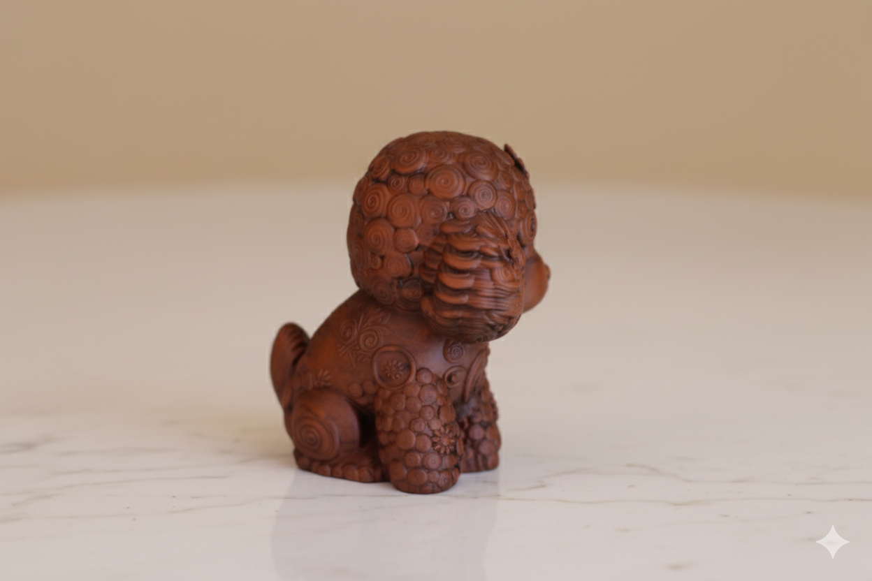 Decorative Poodle Sculpture – Floral Texture Design / hand painted