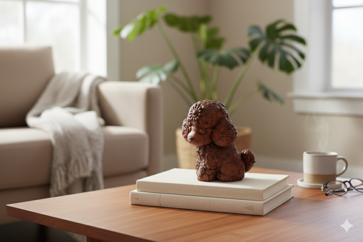 Decorative Poodle Sculpture – Floral Texture Design / hand painted