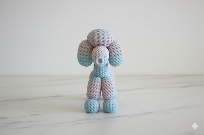 Knitted-Style Poodle Decorative Figure – Pastel Blue & Pink