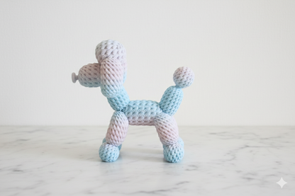 Knitted-Style Poodle Decorative Figure – Pastel Blue & Pink