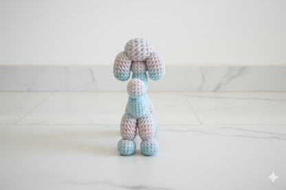 Knitted-Style Poodle Decorative Figure – Pastel Blue & Pink