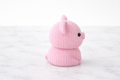 Pink Knitted Look Pig Figurine – Cute Decorative Animal Sculpture
