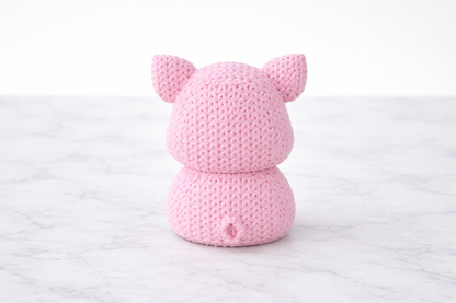 Pink Knitted Look Pig Figurine – Cute Decorative Animal Sculpture