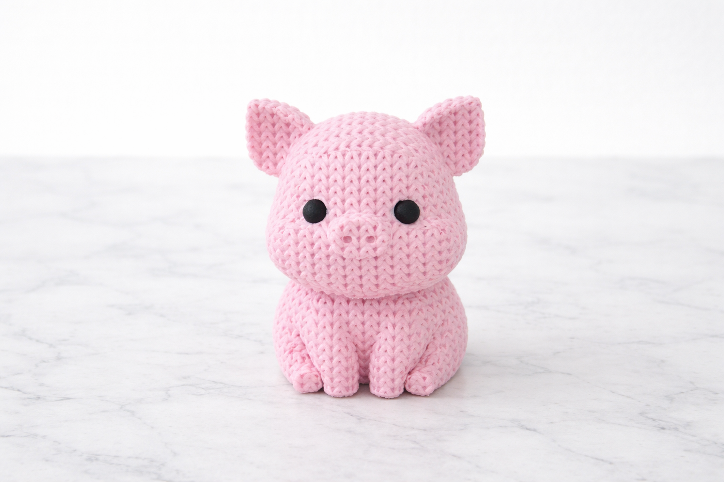 Pink Knitted Look Pig Figurine – Cute Decorative Animal Sculpture