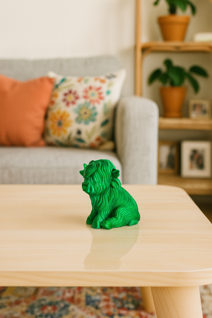Emerald Highland Cow Figurine – Modern Mini Sculpture