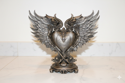 Sacred Winged Heart Sculpture – Hand-Painted Decorative Figure (18 cm)